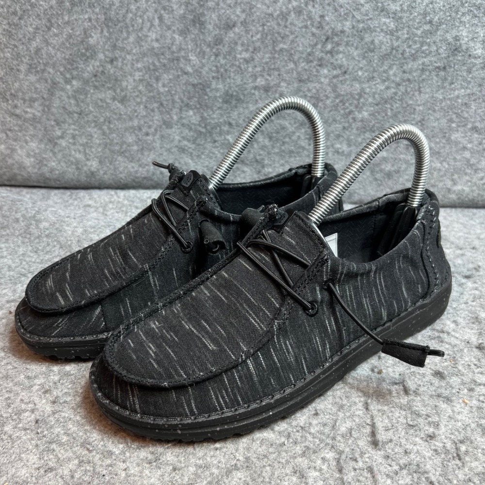 Hey Dude Wendy Heathered Stretch Midnight Black Slip On Loafers Women Size 6